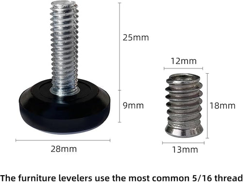 5/16" Thread Furniture/Table/Chair/Bar Stool Feet Levelers Screw On - Image 2