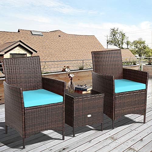 Tangkula 3-Piece Patio Conversation Set, Wicker Chairs - Image 2