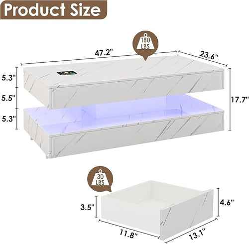 47.2" LED Smart Coffee Table - Image 2