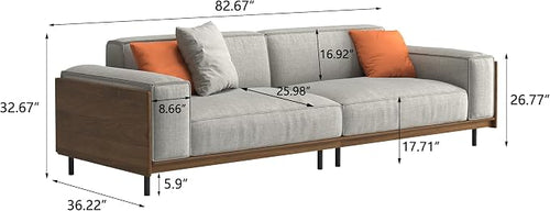 82.67" Mid-Century Modern 3-Seater Fabric Sofa Couch - Image 2