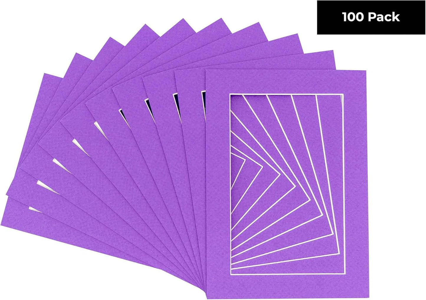 11x14 Mat for 8.5x11 Photo - Precut Purple Picture Matboard for Frames 11 x 14 Inches - Bevel Cut Matte to Display Art 8.5 x 11 Inches - Acid Free Pack of 100 MATS with Backing Boards & Clear Bags