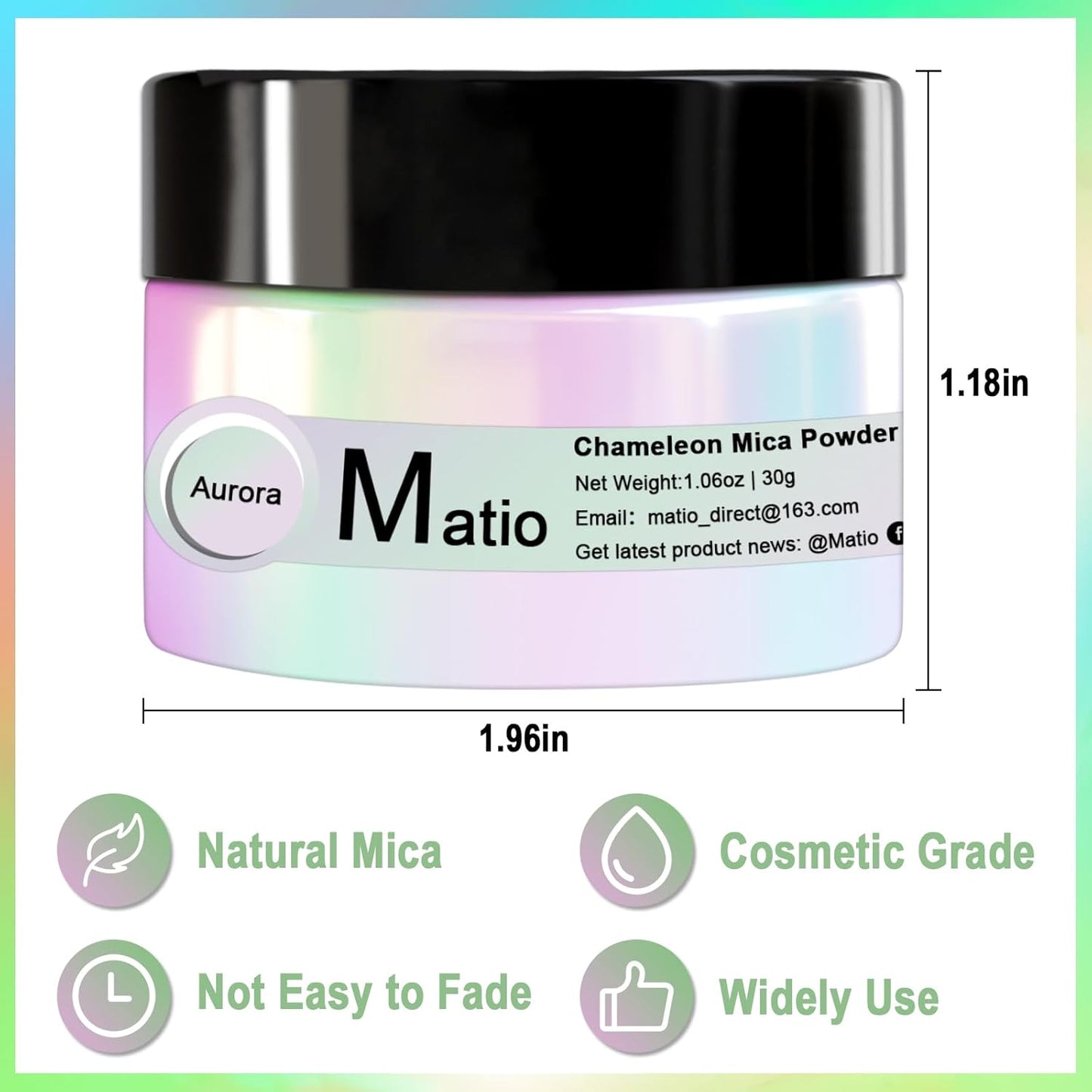 Matio Chameleon Mica Powder, 1.06oz/ 30g Aurora Forest Chrome Nail Powder, Pearlescent Effect Color Shift Pigment for Resin Craft, Soap Candle Dye, Nail Art, Makeup, Bath Bomb, Paint, Slime Pigment
