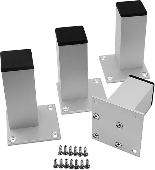 4Pcs 4Inch Metal Furniture Legs, Square Metal Cabinet Support Foot by Qiveno