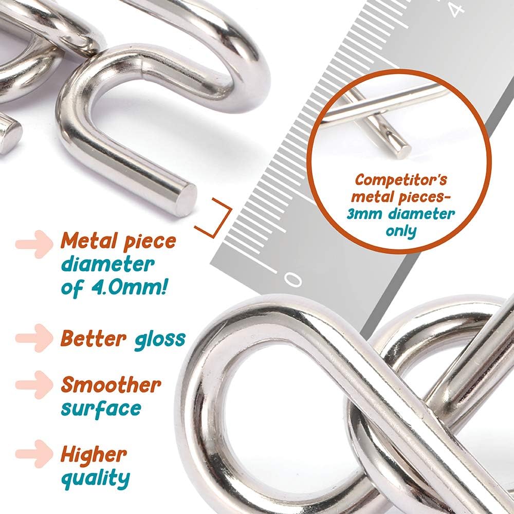 Brain Teasers Metal Puzzles for Kids and Adult, Mind, Logic and Game Test Toy for Teens, Disentanglement 3D Coil Cast Wire Chain Intelligence Toy for Party & Office, Best Puzzle Travel Games (Easy)