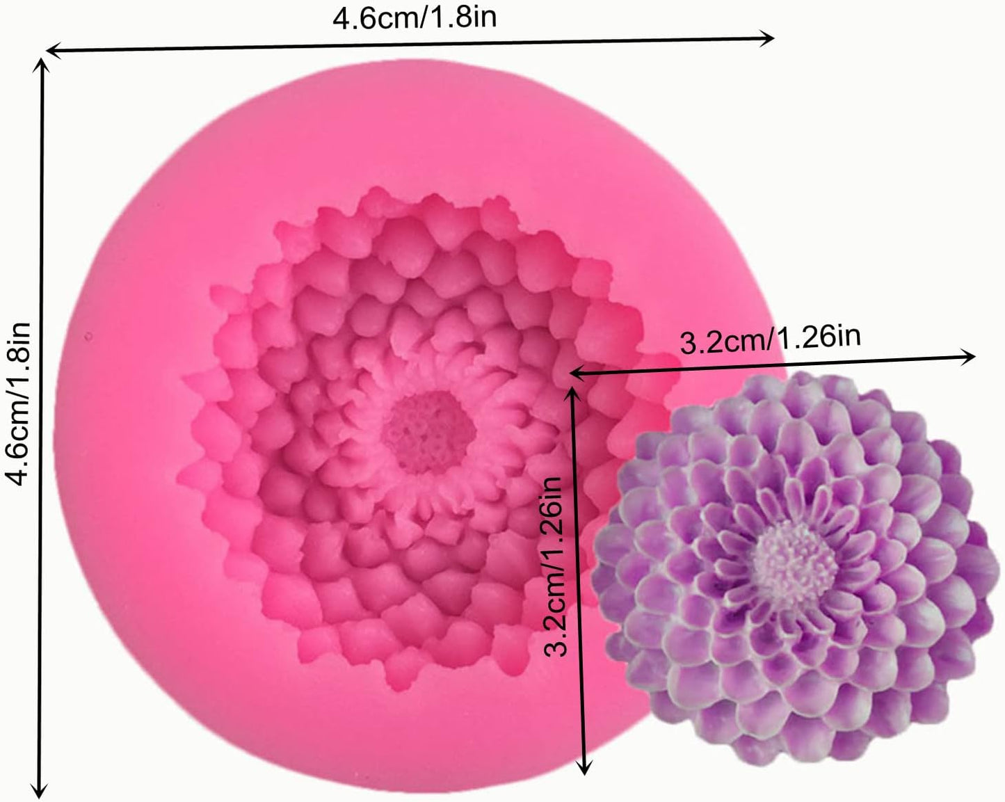 2Pcs Small Sunflower Silicone Mold for Fondant Chocolate Candy Cake Decorating Candle Soap Baking Pastry Polymer Clay
