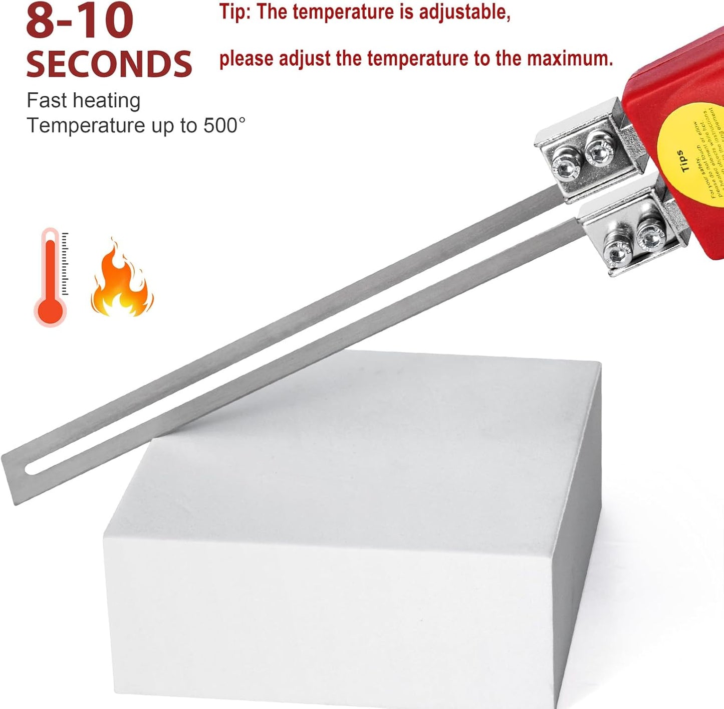 Toemics Electric Hot Knife Foam Cutter – 200W Styrofoam Cutting Tool, 4 Adjustable 50-500°C Blades for Polystyrene, Sponge, Crafts, and Insulation (Red)