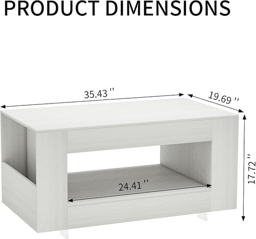 35" Wood Coffee Table for Living Room, Sides Storage - Image 2