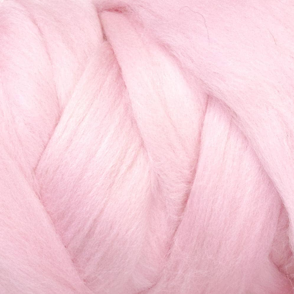 Kondoos Colored Natural Wool roving, 1 lb. Best Wool for Needle Felting, Wet Felting, handcrafts and Spinning. (Baby Pink, 1 lb)