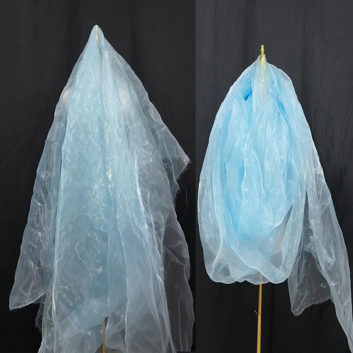 Two-Tone Iridescent Holographic Organza Fabric - 5.5 Yards | Lightweight Sheer Gauze Voile Tulle | for Dresses, Party Decor, DIY Crafts, Shiny Backdrops(Shimmery ICY Pale Blue)