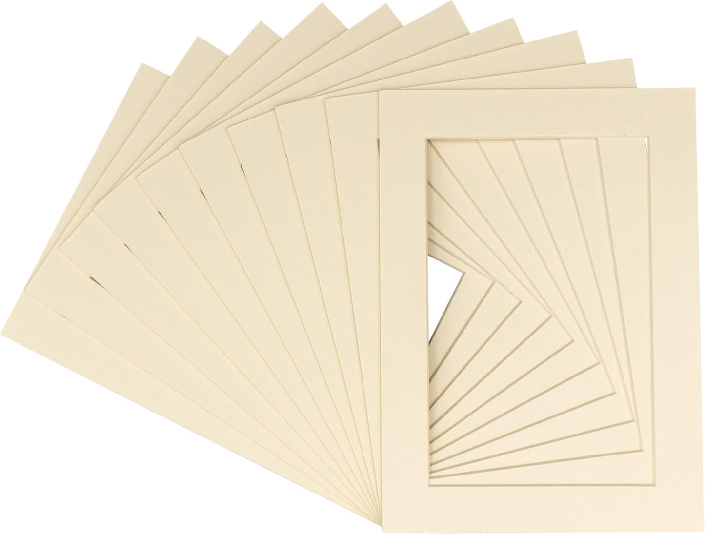 5.5x8.5 Mat for 8.5x11 Frame - Precut Mat Board Acid-Free Textured Cream 5.5x8.5 Photo Matte For a 8.5x11 Picture Frame, Matboard for Family Photos, Show Kits, Art, Picture Framing, Pack of 10 Mats