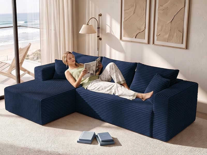 92.5" Boneless Couch, Left Facing Sectional Sofa - Image 3