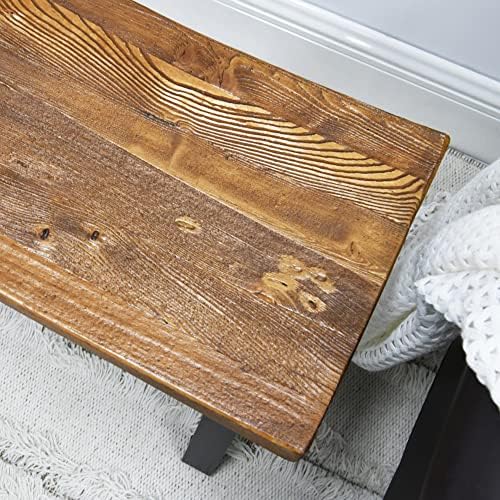 Solid Wood Bench Entryway 19"x12"x17"H Rustic End Table Living Room Natural - Image 5