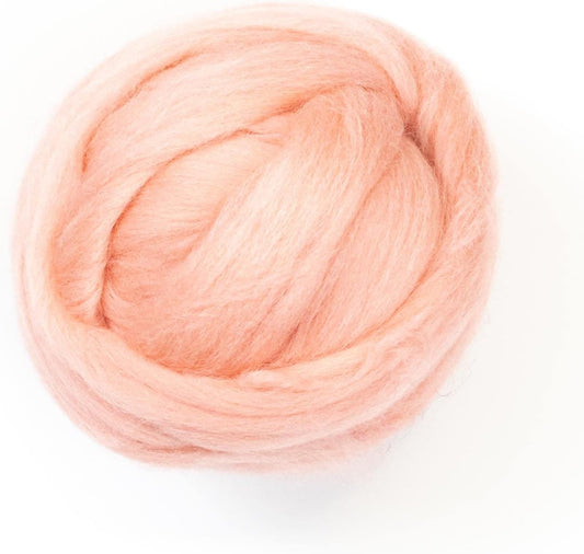 Colored Natural Wool roving, 8 OZ. Best Wool for Needle Felting, Wet Felting, handcrafts and Spinning.Weaving Felting Big Yarn (Salmon Pink)