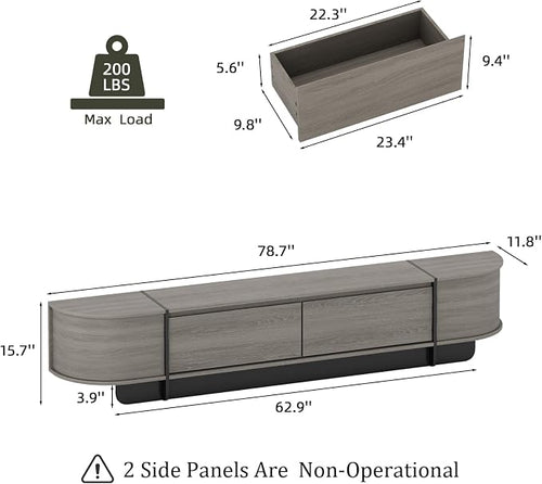 78.7'' Modern TV Stand for 55-85 Inch, Long Wooden TV Console - Image 2