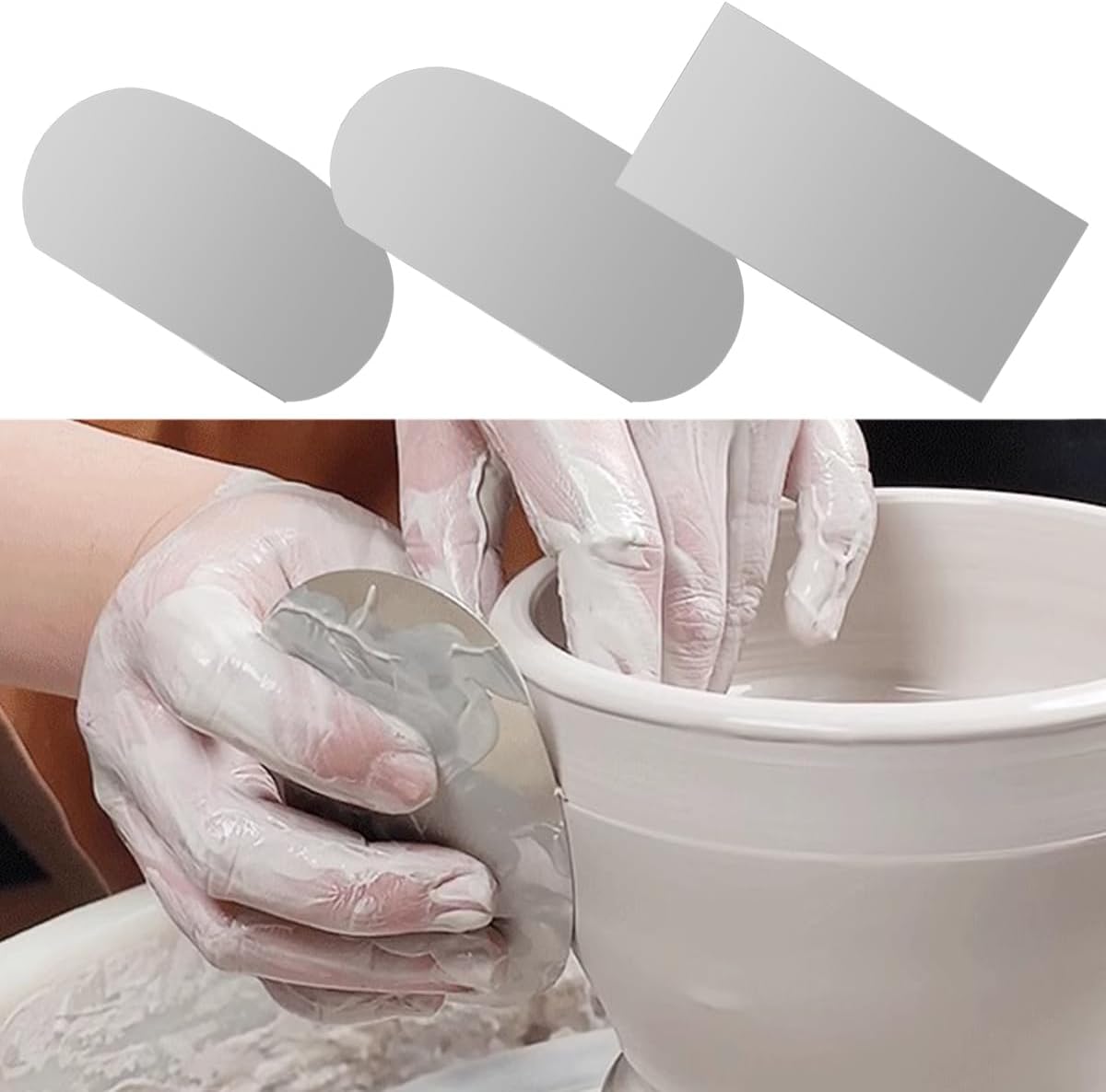 3 Sizes Rubber Pottery Clay Ribs + 3 Pcs Sculpture Pottery Molding Scraper Cutter + 4 Pcs Stainless Steel Circular Clay Hole Cutters + 1 Clay Ceramic Needle + 1 Feather Wire Texture Detail Tools