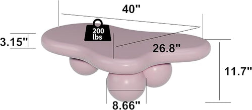 40” Cloud Coffee Table with 3 Ball Legs, Modern Irregular Center Table - Image 2