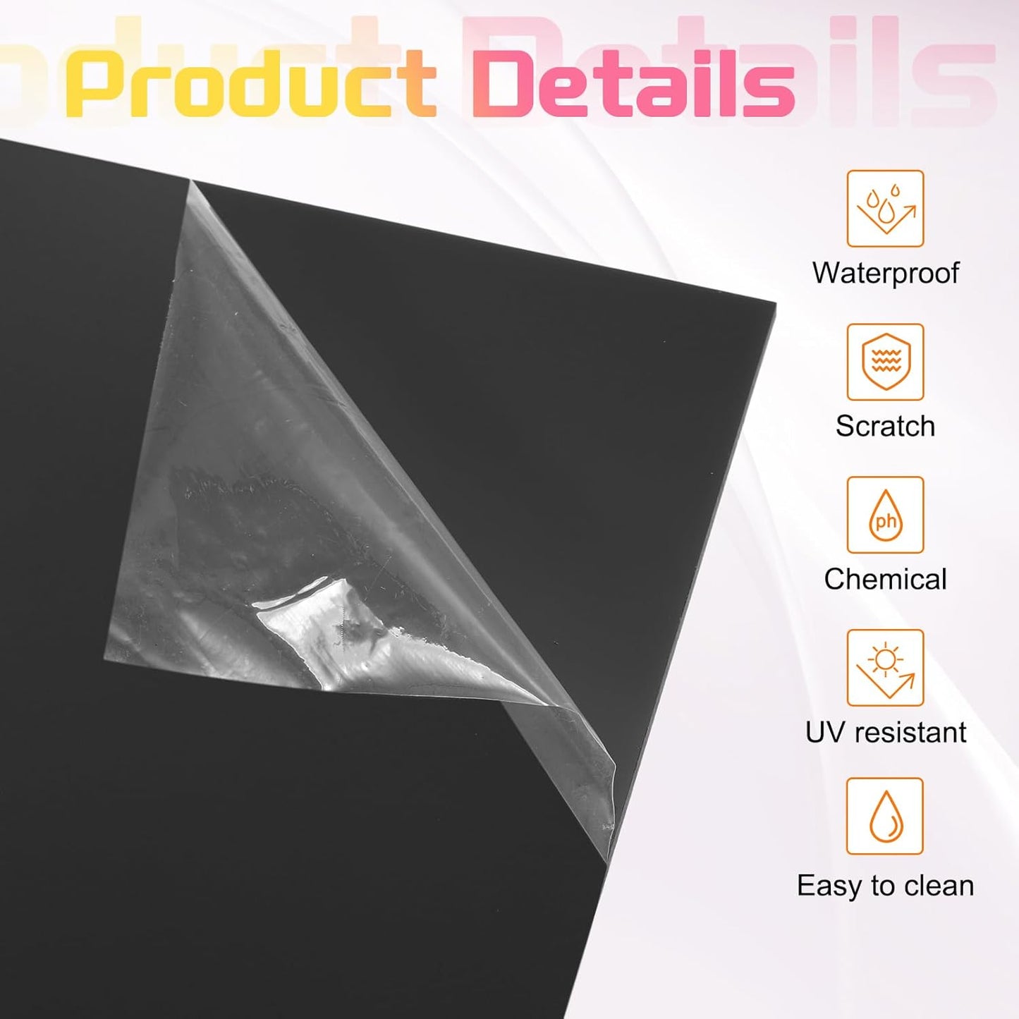 uxcell 4Pcs Acrylic Sheets 12x12 Inch Acrylic Panel 1/8 Inch-3mm Plastic Board for Picture Frames Sign Holders DIY Display Projects Craft, Black