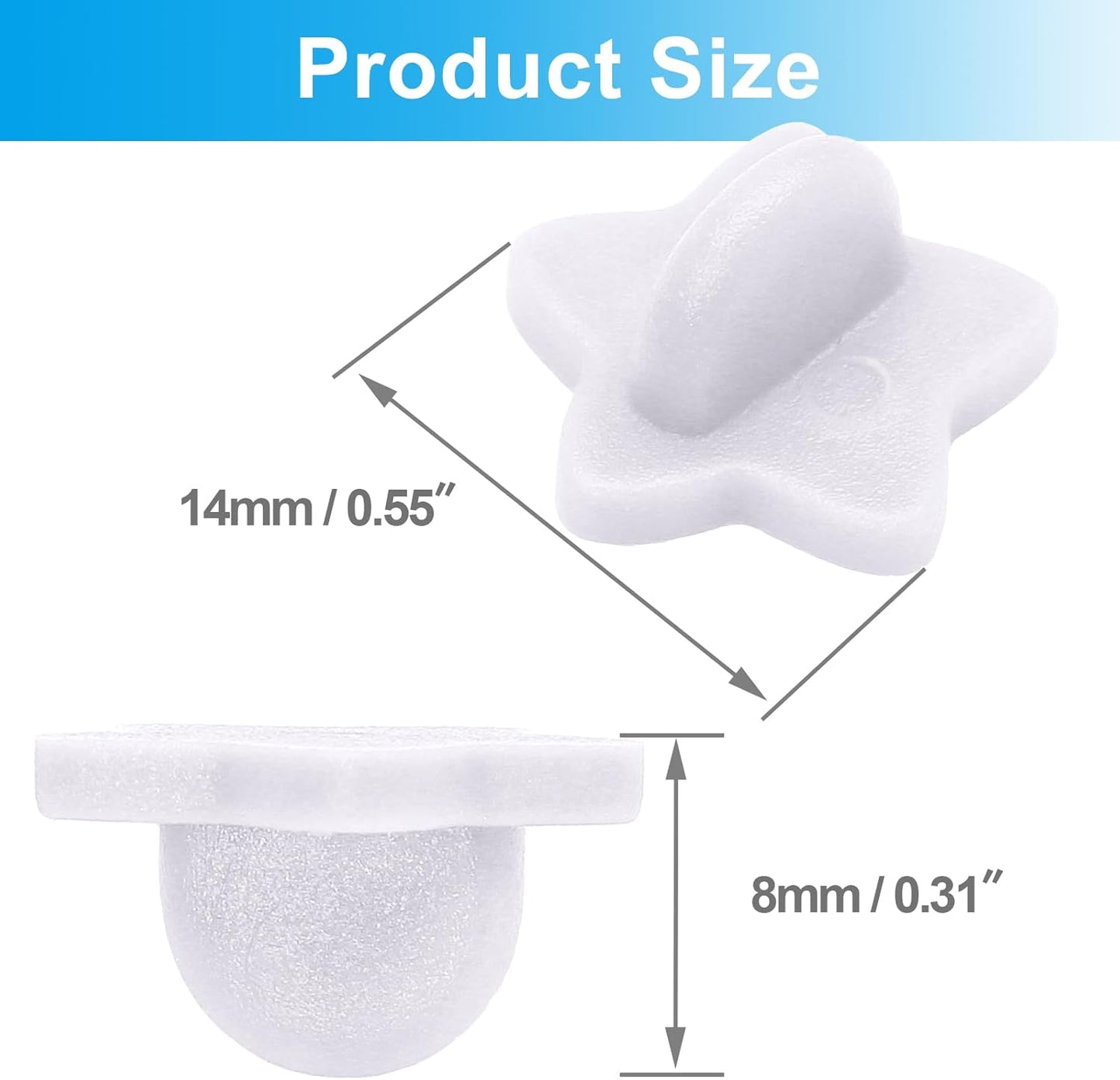 100 Pack Star Shape Rubber Pin Backs, Lapel Pin Backing Locking Pin Keepers, Brooch Holder for Uniform Badge Hat Tie（White）
