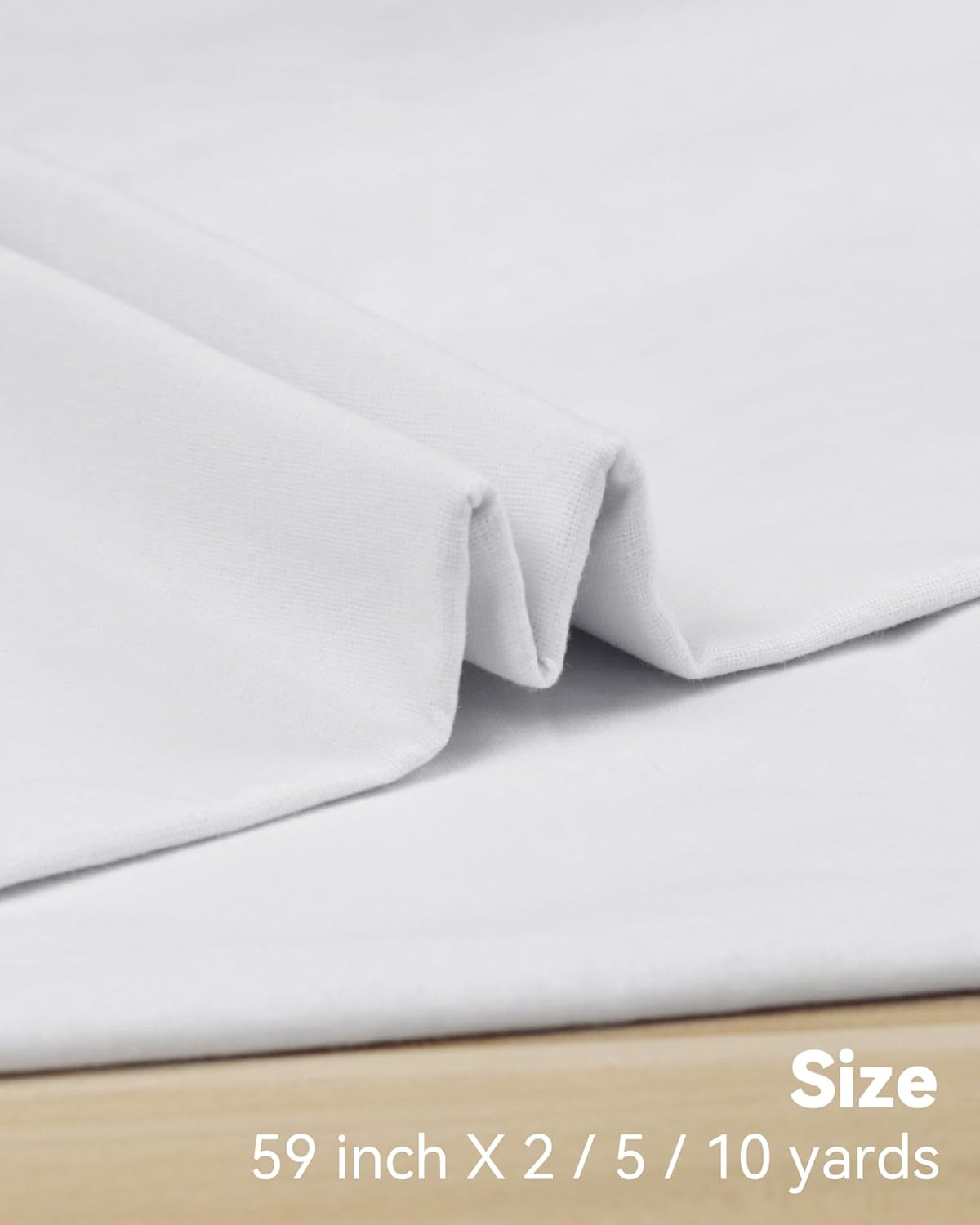 HOTGODEN Medium Weight 100% Cotton Muslin Fabric: 59 inch x 10 Yards Bleached Muslin Linen Fabric Material for Sewing Material Apparel Cloth