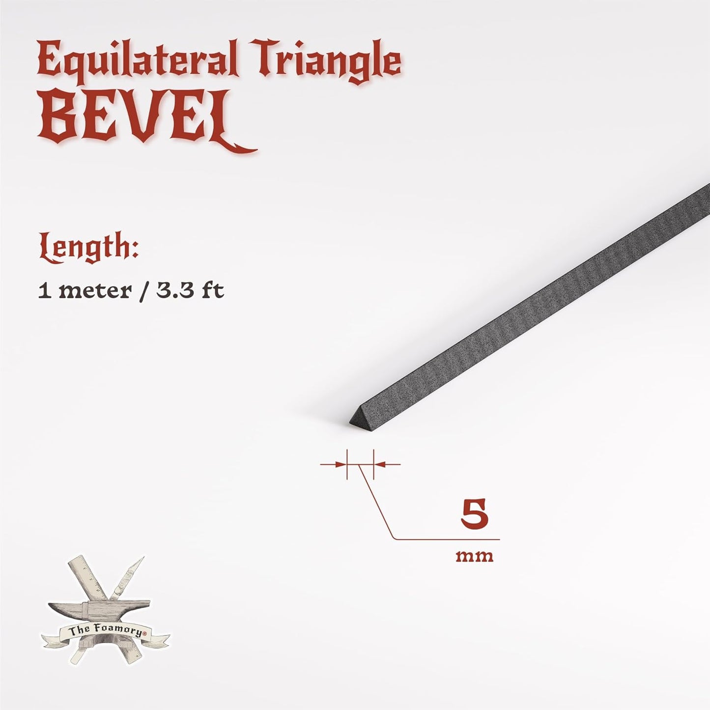 The Foamory's Instant Edge EVA Foam Pre Cut Equilateral Triangle Bevel. 5-30mm x 1M Black EVA Beveled Trim Save Time on Cosplay, Costume Edging and Armor Detail. High Density 85kg/m³ Craft Foam Dowel