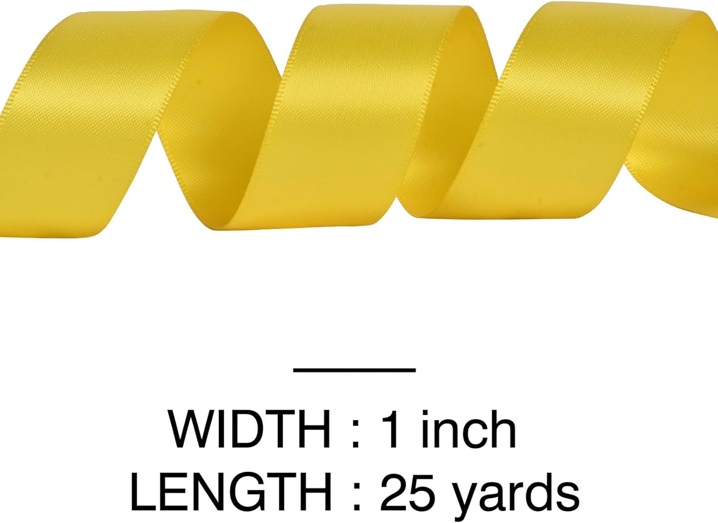 YAMA Yellow Double Faced Satin Ribbon, 1 Inch 25 Yards, Great for Crafts Bows Flower Bouquet Wedding Home Decor Gift Wrapping