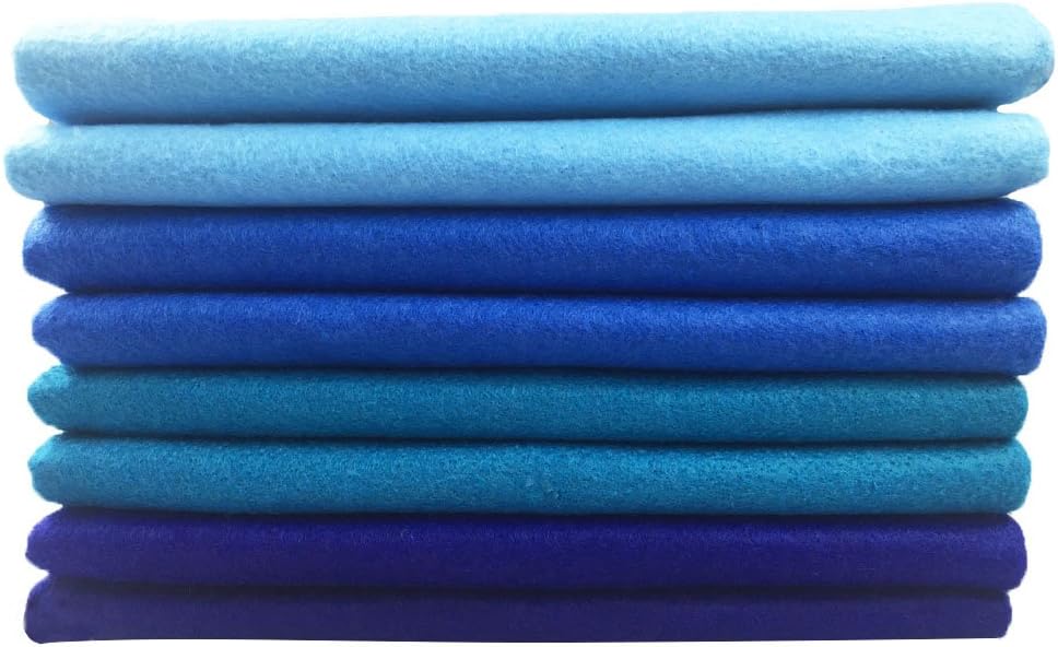4pcs Thick 1.4mm Soft Felt Fabric Sheet Assorted Color Felt Pack DIY Craft Sewing Squares Nonwoven Patchwork (92x90cm Blue)