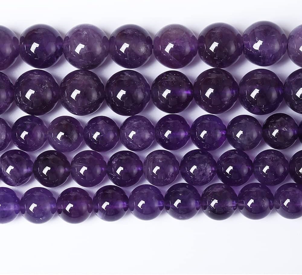 12mm 32pcs Natural Amethyst AAAAA Purple Crystal Quartz Beads Gemstones Round Stone Beads for Jewelry Making DIY Women's Bracelet Necklace Earrings