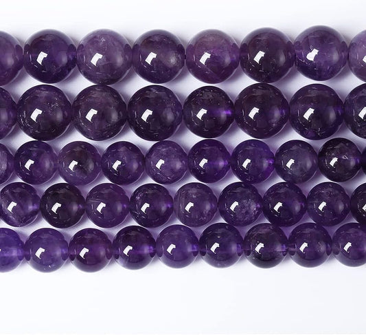 120PCS 6mm Natural Amethyst AAAAA Purple Crystal Quartz Beads Gemstones Round Stone Beads for Jewelry Making DIY Bracelet Necklace 2 Strand 32"