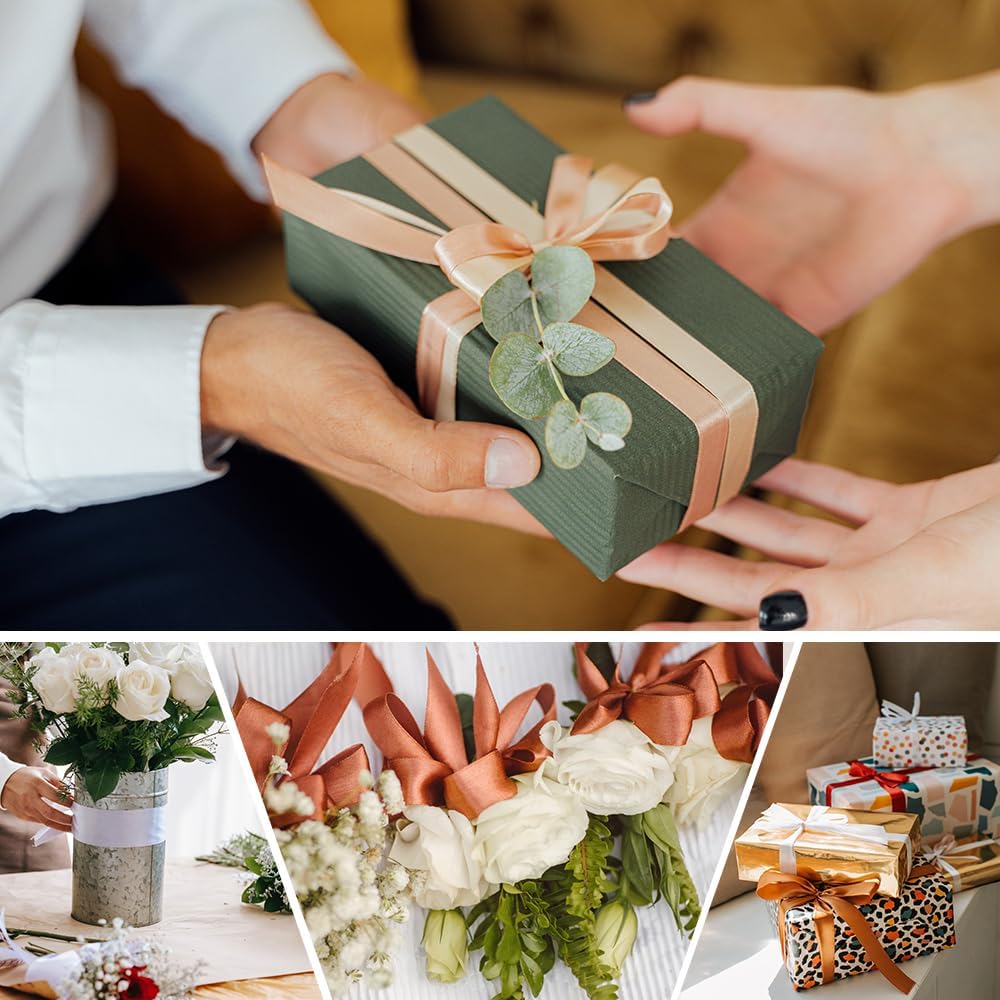 KMER LIFE 1/8"" Wide x 50 Yards Red Polyester Satin Ribbon, Red Satin Ribbon Perfect for Wedding Decor, Wreath, Crafts, Gift Wrapping & Other Projects (Red)