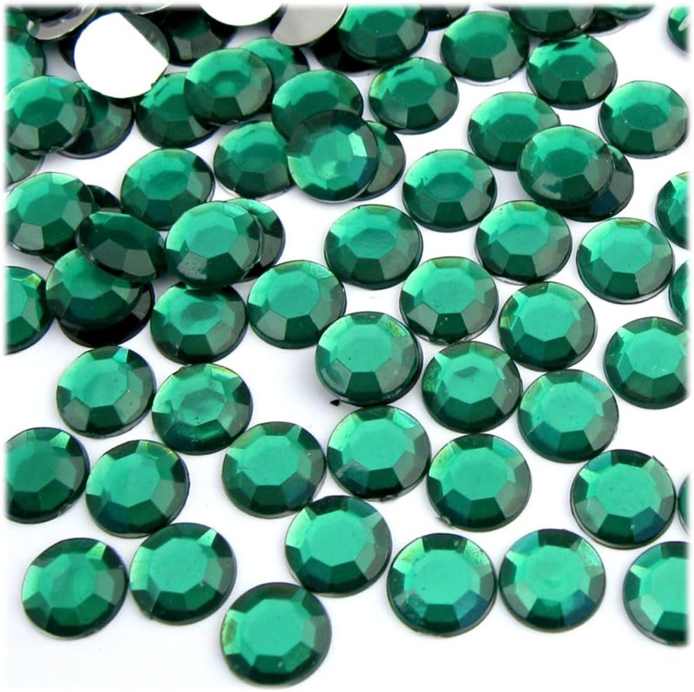 The Crafts Outlet 144pc Rhinestones Round 10mm - Flatback Olive Green EGR