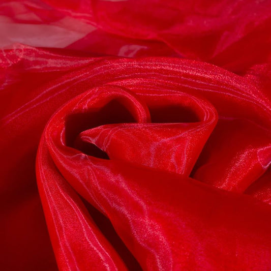 Fynite Red Organza Fabric by The Yard | 2 Yard Long | 44" Wide | Bridal Soft Sheer Organza Tulle for DIY Wedding Dress Fashion Craft Decorations