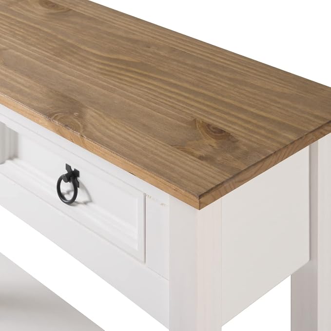 OS Home and Office Furniture Cottage Series Wood Hall Table in Corona Snow - Image 4