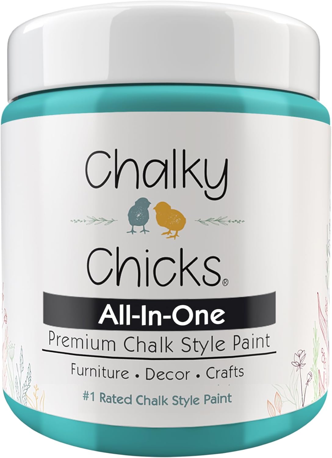 Chalky Chicks All-in-One Chalk Paint for Furniture or Cabinet - 8 Fl Oz - Matte Finish Mermaid (Green Teal) for Metal, Wood Furniture Paint - No Sanding All-in-One for Home Decor & Crafts, USA Made