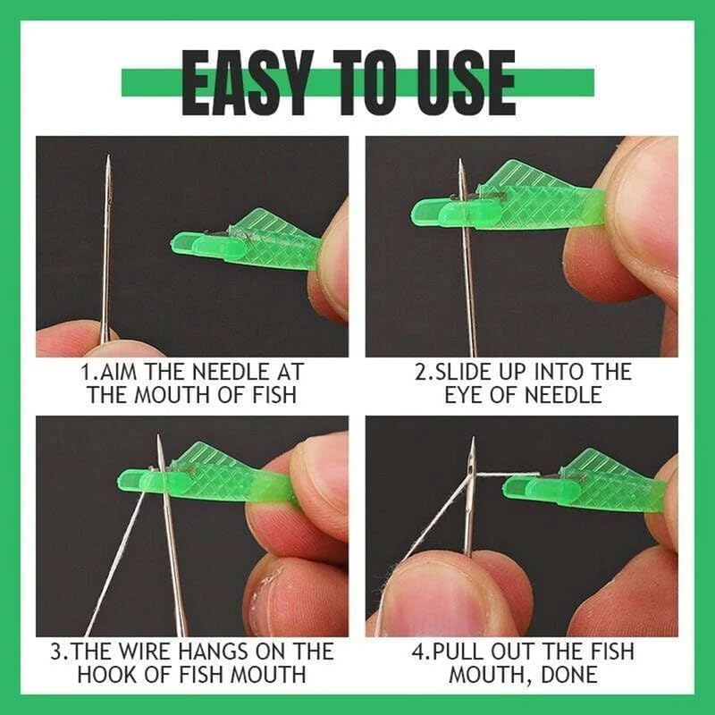 Automatic Sewing Needle Threader, Fish Type Quick Needle Threaders for Hand Sewing, Sewing Machine Needle Threader Tools, Sewing Supplies - Designed for Sewing Lovers Alike (green-5pcs)