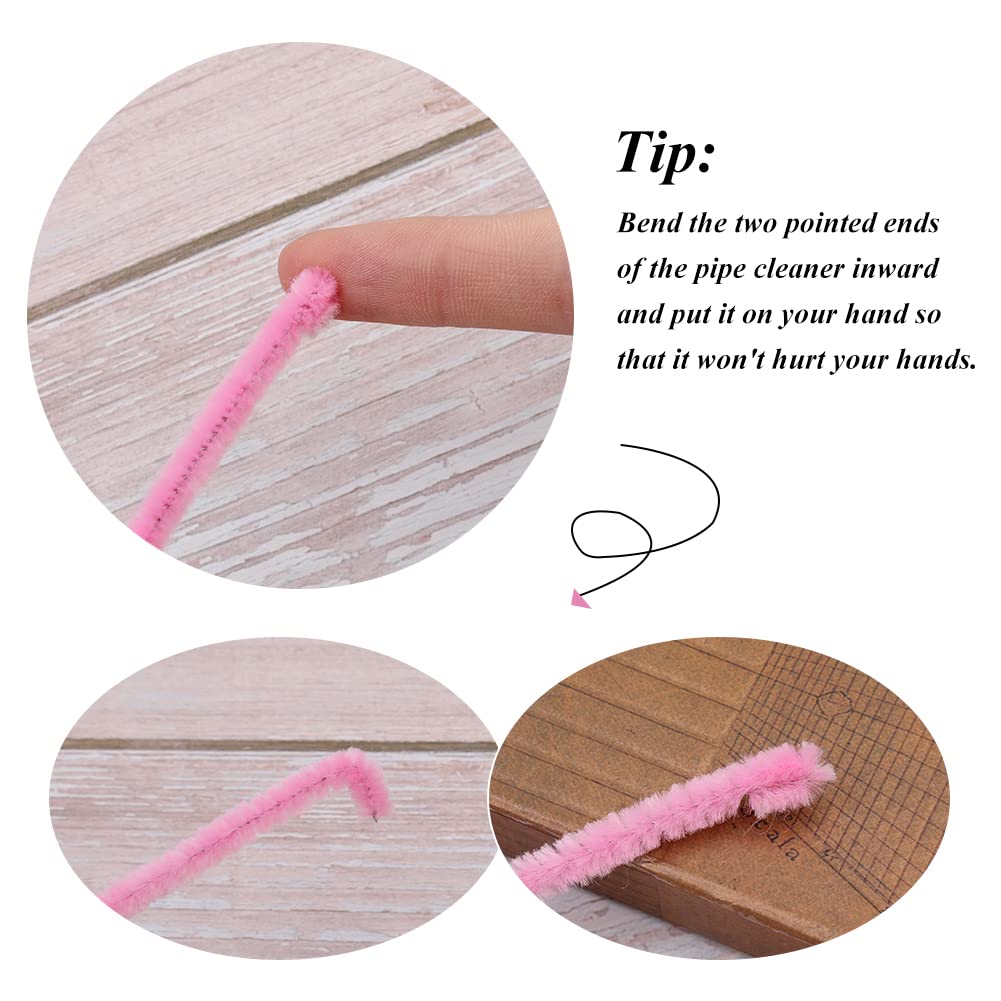 60 Pieces Pink Pipe Cleaners, Christmas Craft Pipe Cleaners,Pipe Cleaners Chenille Stem,Pipe Cleaners Bulk,Art Pipe Cleaners for Creative Home Decoration Supplies Arts and Crafts Project