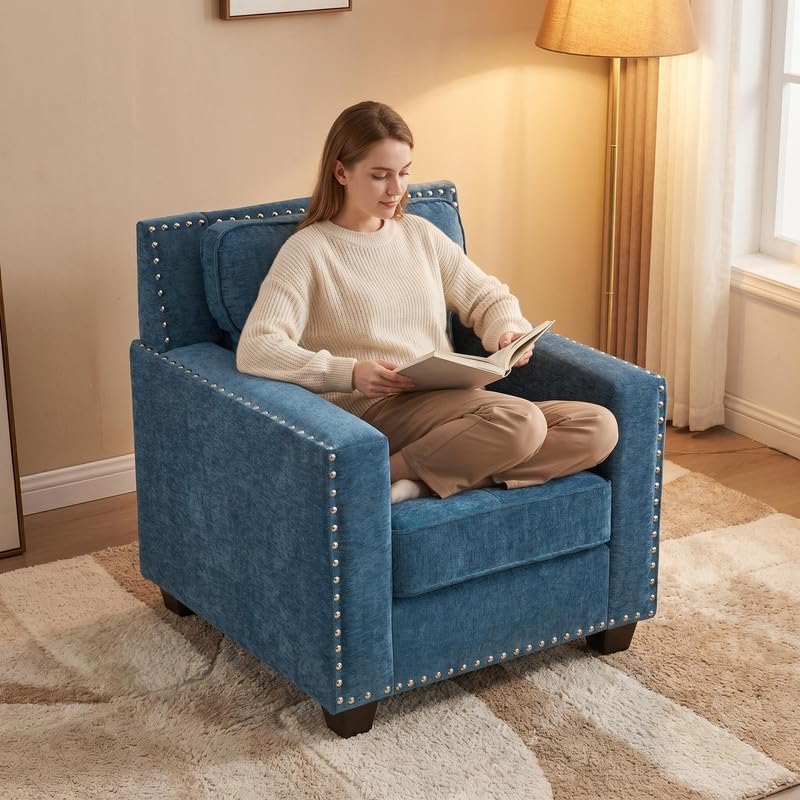 Modern Tufted Fabric Accent Chair, Upholstered Armchair - Image 7