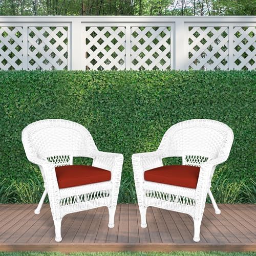 Jeco Wicker Chair with Red Cushion - Image 4