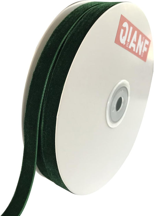 Vintage Hunter Green Velvet Ribbon, 3/8 Inch X 25Yd