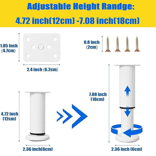 6 PCS Adjustable Furniture Couch Cabinet Legs 4.72-7.48 Inch, Heavy Duty - Image 2