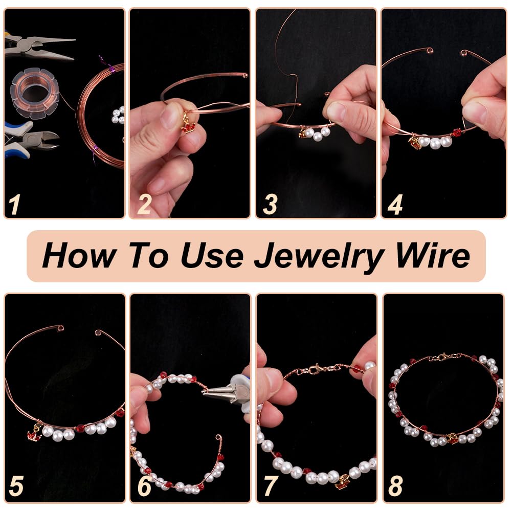 BENECREAT 19.6 Feet 22 Gauge Half Round Copper Wire, 1.6mm Wide Bare Copper Beading Wire Jewelery Making Wire for Earring Necklace Jewelry Making, Crafts Making Supplies