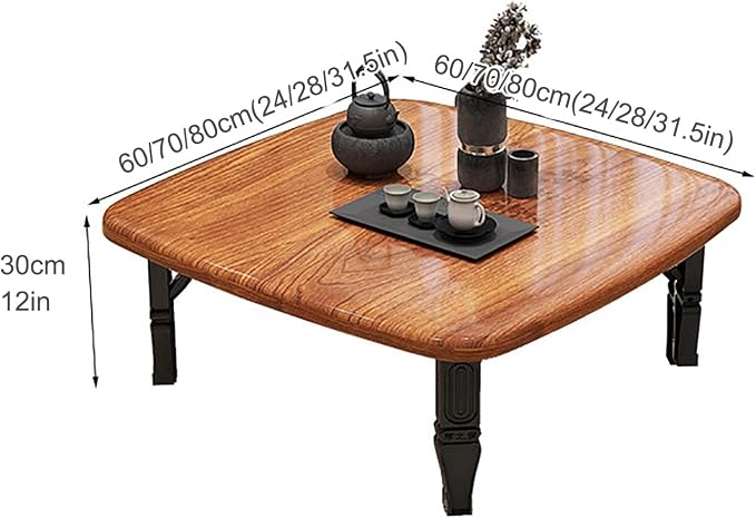 JHDXL Folding Japanese Floor Table，Folding Floor Coffee Table, Vintage Portable - Image 2