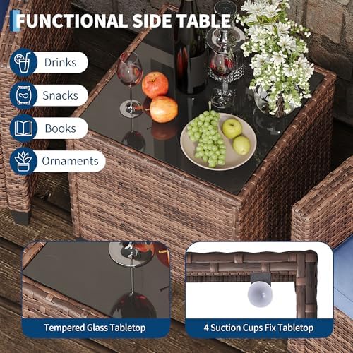 IDEALHOUSE 3 Piece Outside Patio Furniture Set, Outdoor Wicker Chair - Image 5