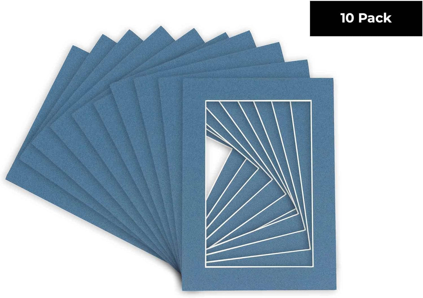 8x10 Mat for 6x8 Photo - Precut Steel Blue Picture Matboard for Frames Measuring 8 x 10 Inches - Bevel Cut to Display Art 6 x 8 Inches - Acid Free Pack of 10 MATS with Backing Boards & Clear Bags