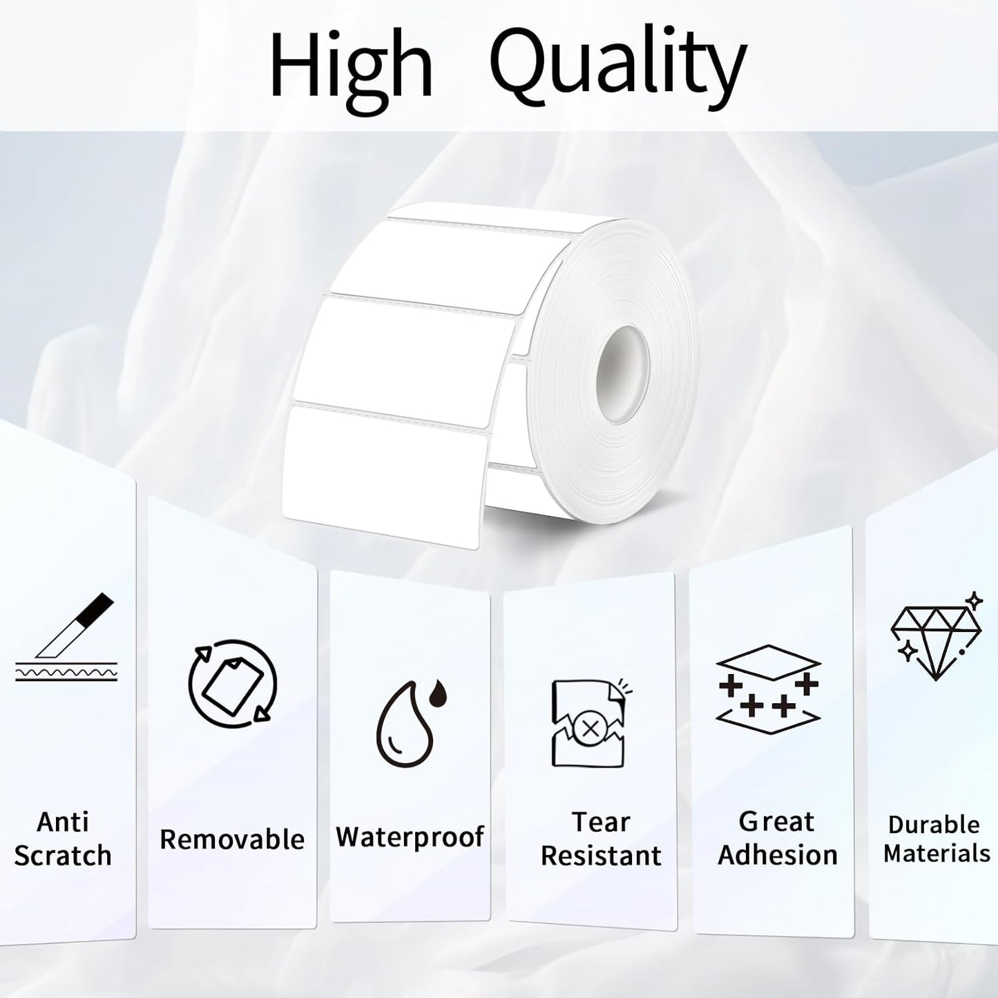 2"x1" Thermal Sticker Labels, White Self-Adhesive Barcode Label Paper for Direct Thermal Printer, Waterproof Multi-Purpose Rectangle Address Shipping Mailing Stickers, 300 Sheets/Roll