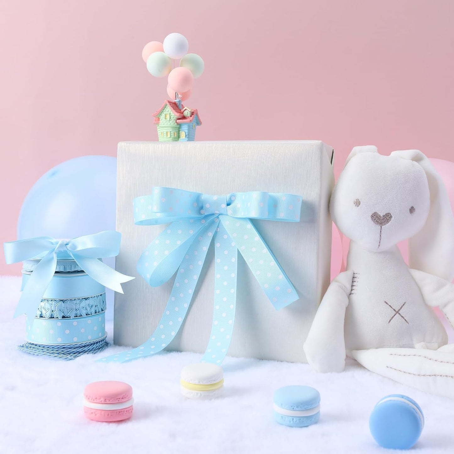 LaRibbons Light Blue Ribbons for Crafts 6 Rolls 28.5 Yards TTL Thin Ribbon for Baby Shower Sewing Gift Wrapping Home Decor