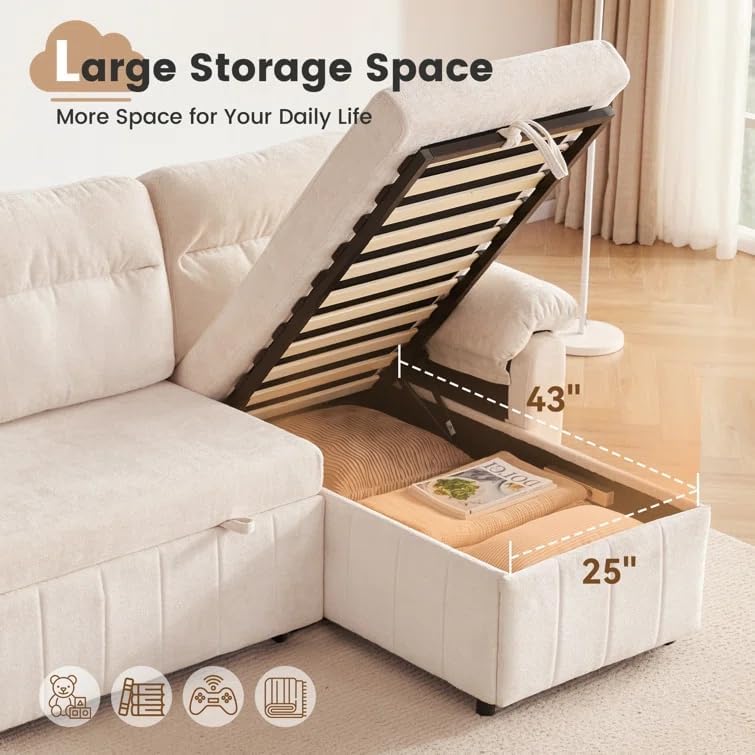 Tbfit 84" Pull Out Sofa, 3 in 1 Sleeper Sofa Couch - Image 6