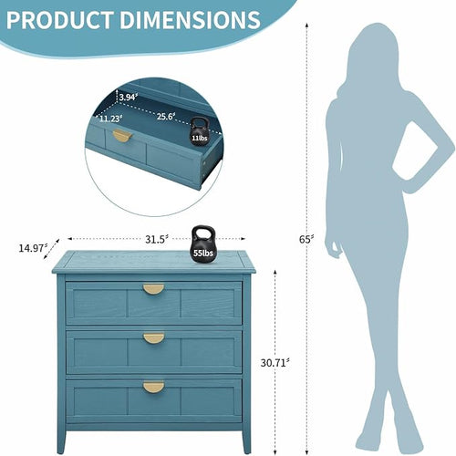 31.5" Accent Storage Cabinets, Modern 3-Drawer Decorative Side Table - Image 2