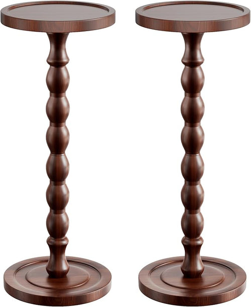 2 Pack Solid Wood Drink Table, Rubber Wood‌ Small Round Side Table by Unknown