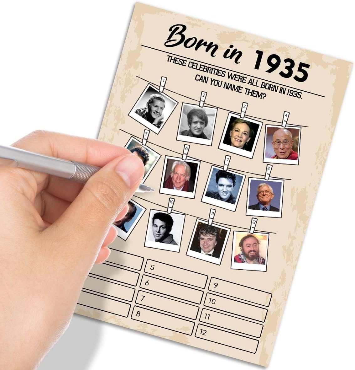 QUPT 1930s-themed Birthday Party Game Cards, Pack of 31 Cards for Adults, 5x7 Inches, Unisex, No Batteries Required