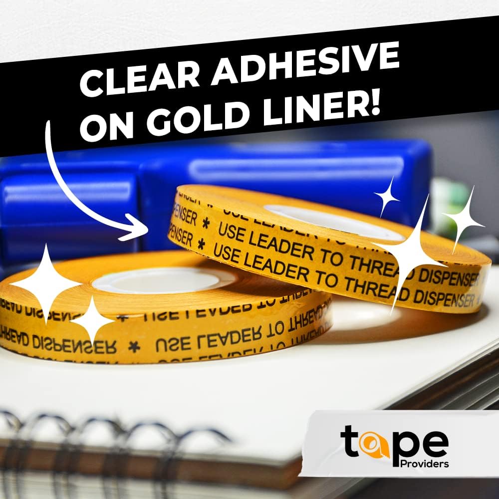 WOD General Purpose ATG Tape, 3/8 inch x 36 yds. (Set of 8 Rolls) Adhesive Transfer Tape Glider Refill Rolls Clear Adhesive on Gold Liner (Acid Free) RWATG20